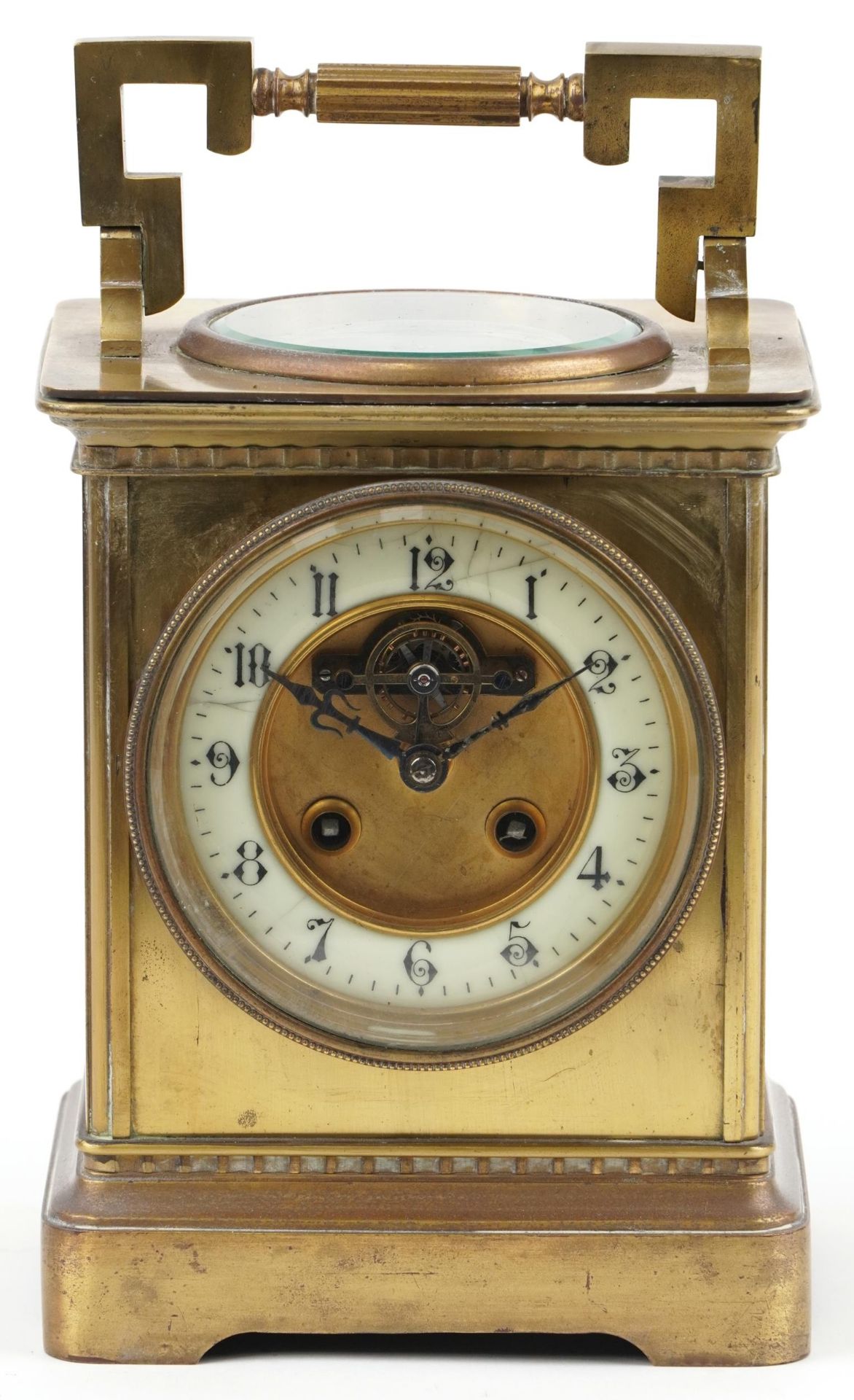 19th century French Weather Compendium mantle clock striking on a gong with thermometer and compass, - Image 2 of 6