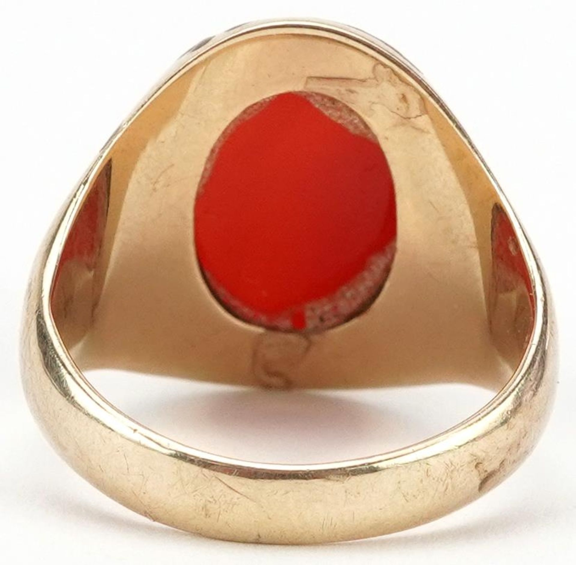 9ct gold carnelian signet ring, size Q, 7.7g - Bild 2 aus 4