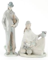 Two Lladro figures and groups comprising Peruvian Girl with Baby having a matte glaze and Old Man