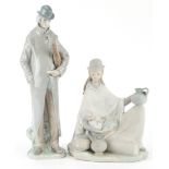 Two Lladro figures and groups comprising Peruvian Girl with Baby having a matte glaze and Old Man