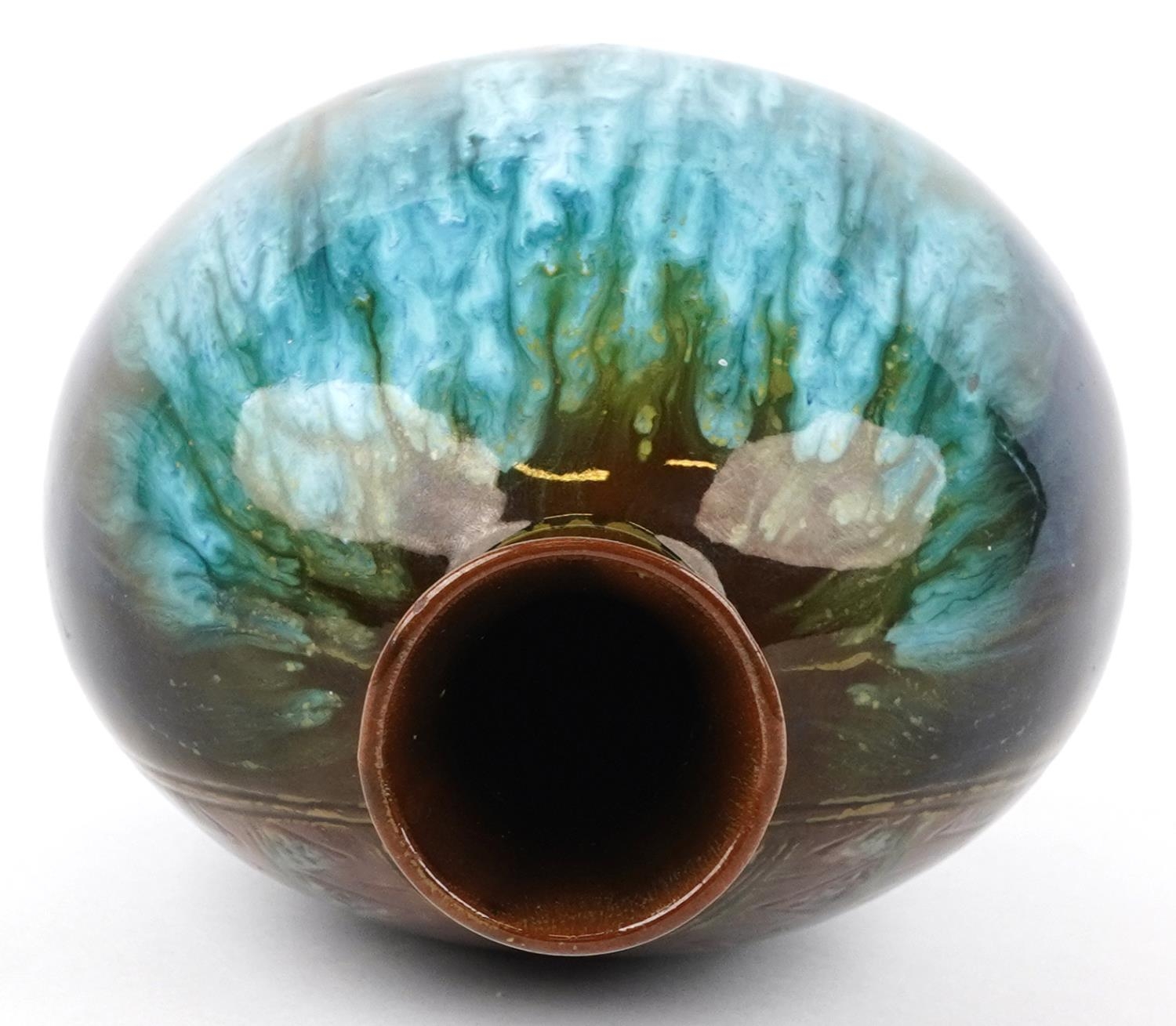 Christopher Dresser for Linthorpe, Arts and crafts vase having a brown and green mottled glaze - Image 3 of 4