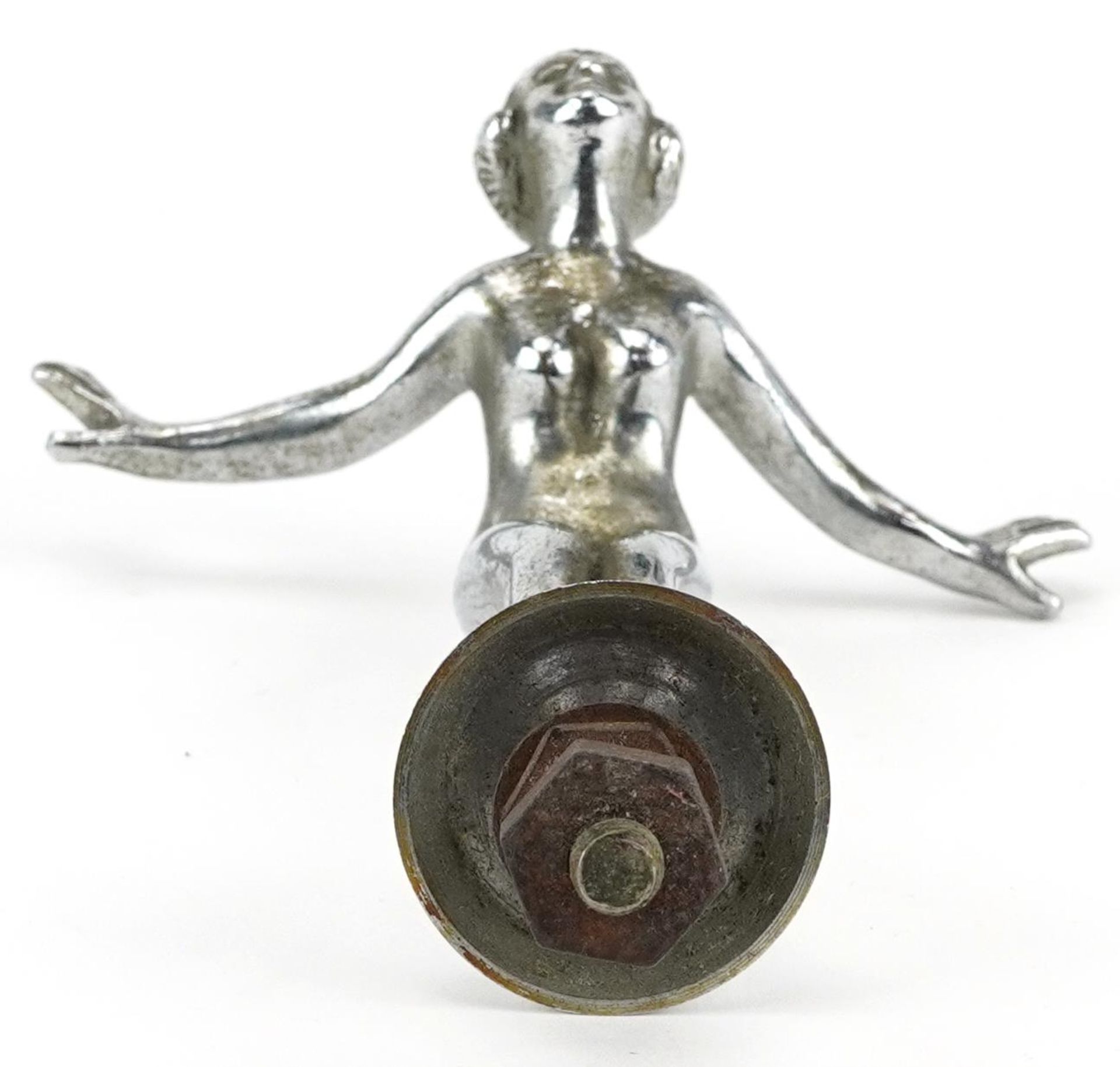 Art Deco automobilia interest chrome plated car mascot in the form of nude female, 12cm high - Image 3 of 3