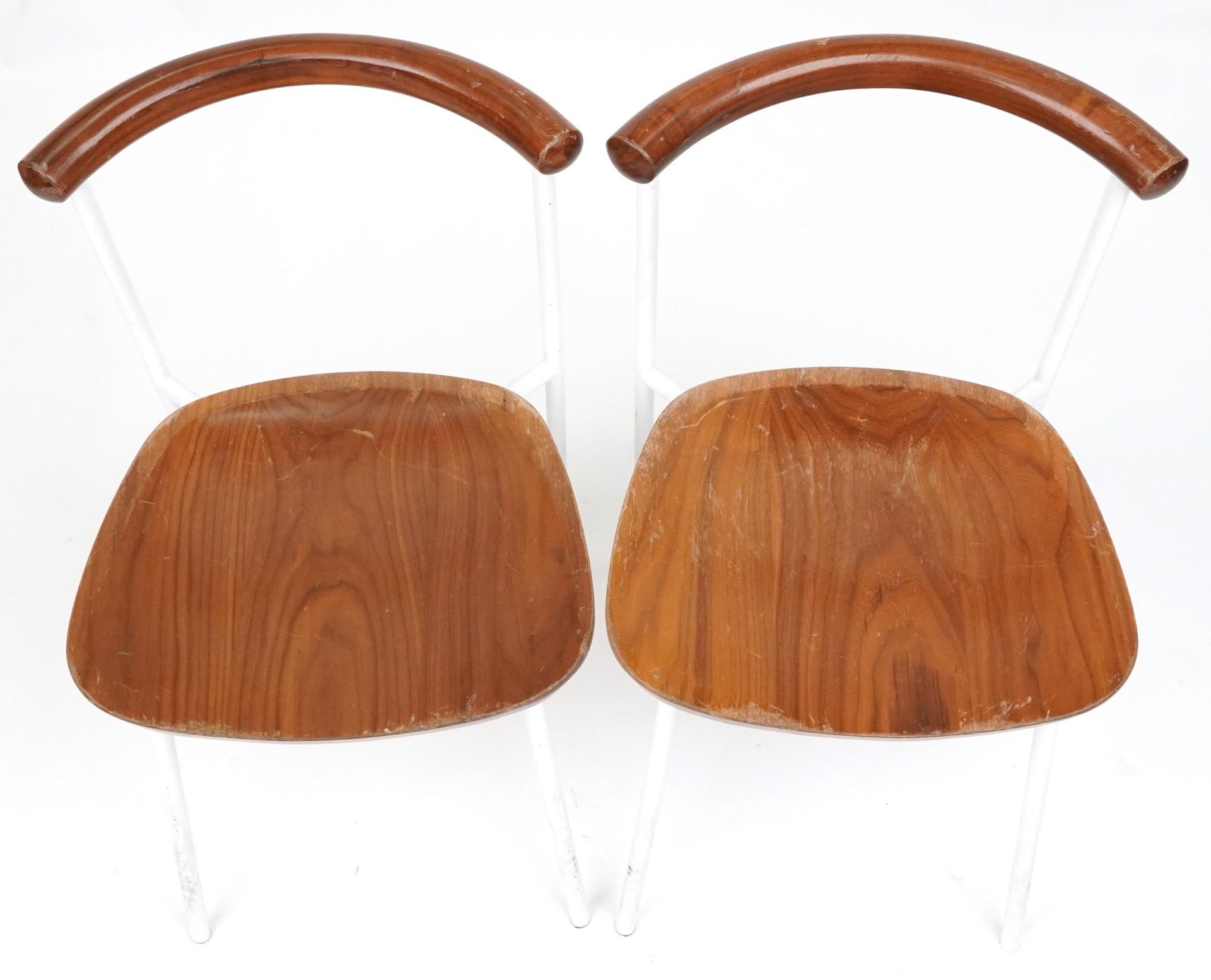 Manner of Calligaris, pair of contemporary metal framed hardwood bistro chairs, each 75cm high - Bild 3 aus 4