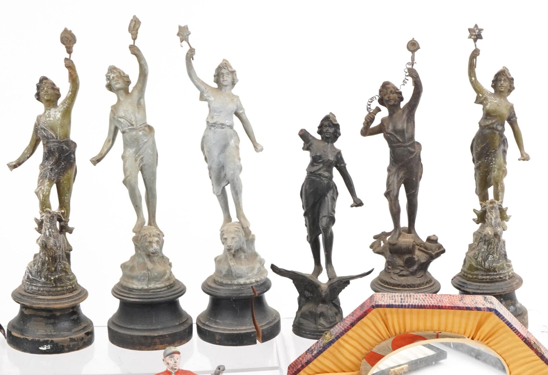 Sundry items including spelter figures, porcelain ashtray surmounted with a cold painted cast - Bild 3 aus 5