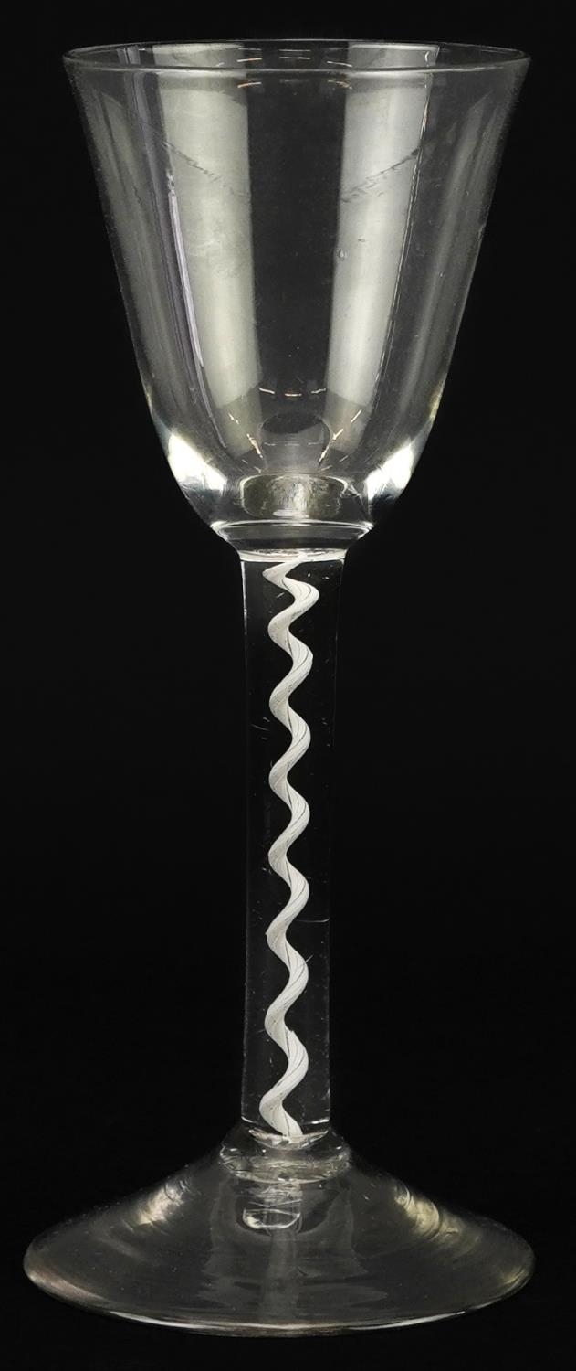 18th century wine glass with opaque twist stem, 18cm high - Image 3 of 4