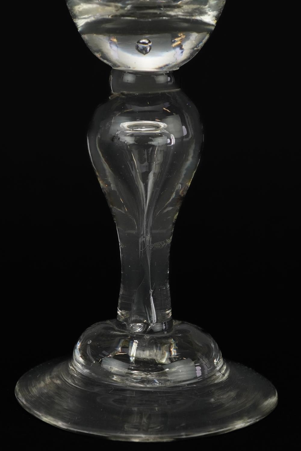 18th century wine glass with baluster stem, 14cm high - Image 2 of 4