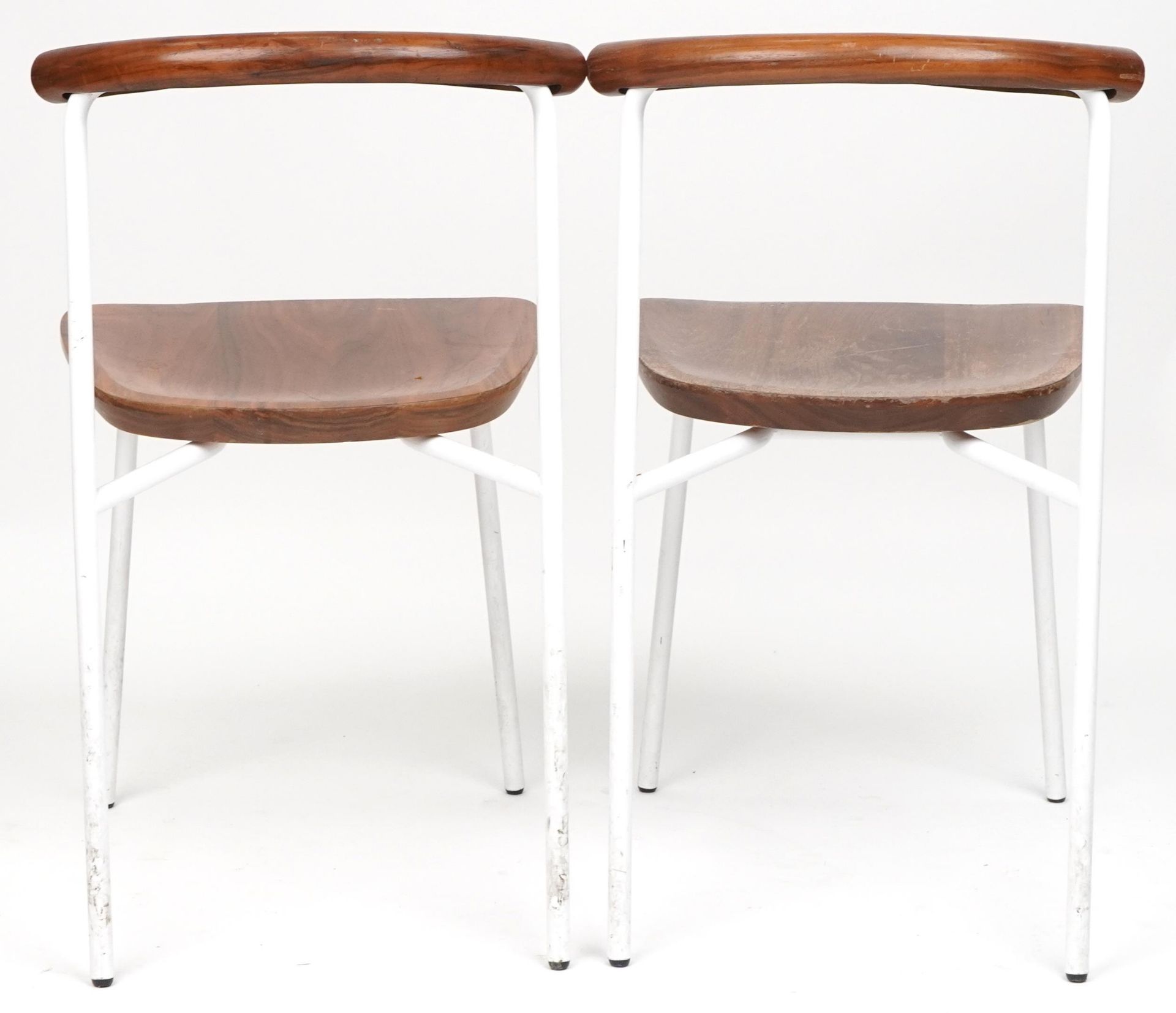 Manner of Calligaris, pair of contemporary metal framed hardwood bistro chairs, each 75cm high - Image 4 of 4