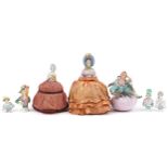 19th century and later half pin dolls including three pin cushions, the largest 21cm high