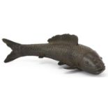 Japanese patinated bronze goldfish, 29cm in length