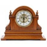 19th century French walnut and ebonised mantle clock with visible Brocot escapement having