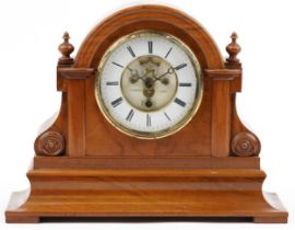 19th century French walnut and ebonised mantle clock with visible Brocot escapement having