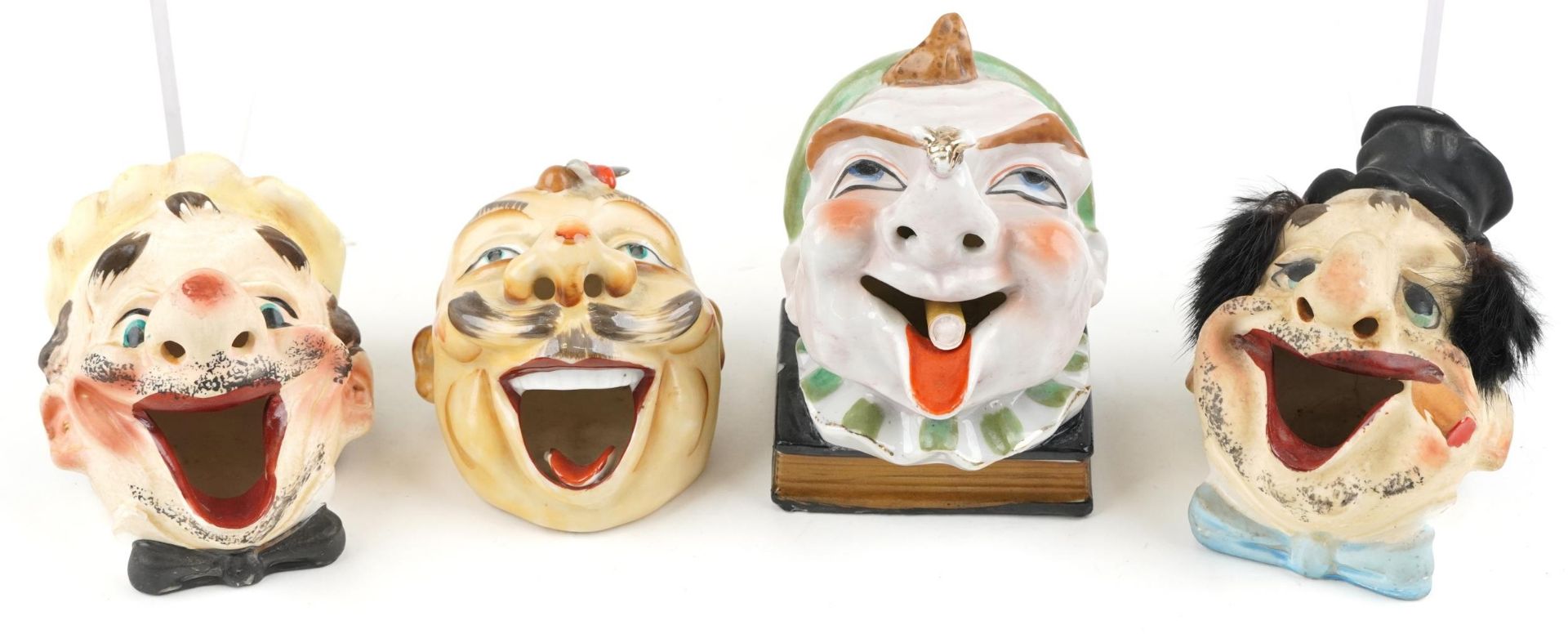 Seven early 20th century smoking interest Japanese porcelain ashtrays in the form of comical - Bild 3 aus 4