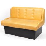 Mustard leather two seater boudoir bench, 120cm wide