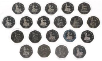 Twenty Elizabeth II fifty pence pieces, predominantly proofs, various dates