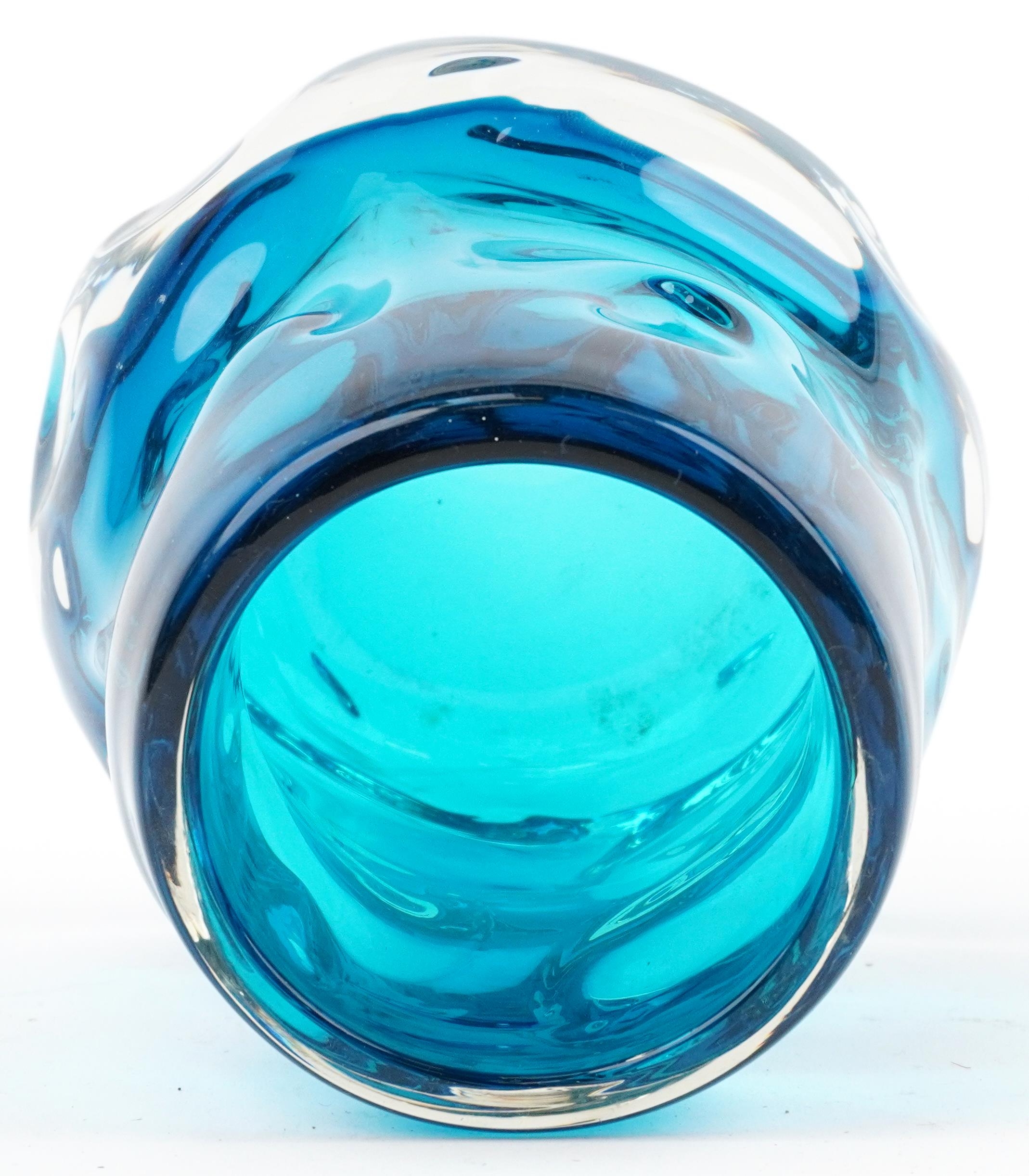Geoffrey Baxter for Whitefriars, knobbly glass vase in kingfisher blue, 22.5cm high - Image 3 of 4