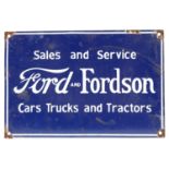 Automobilia interest Ford and Forsdson Cars, Trucks and Tractors enamel advertising sign, 30cm x