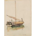 Attributed to Hans Dahl - Fishing boat, early 20th century Norwegian school pencil and