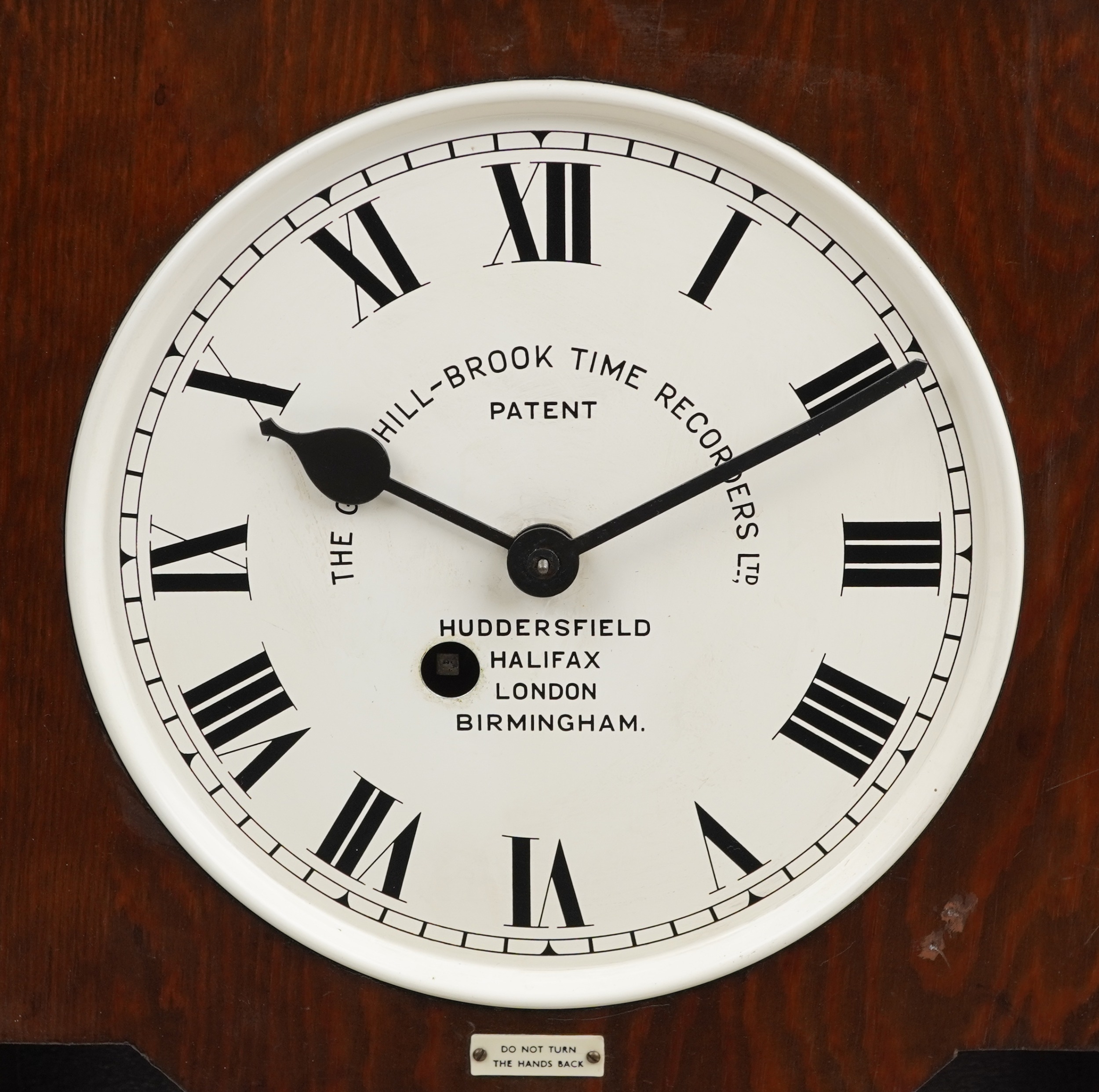 Gledhill-Brook Time Recorders patent oak clocking in machine having circular dial with Roman - Image 3 of 13