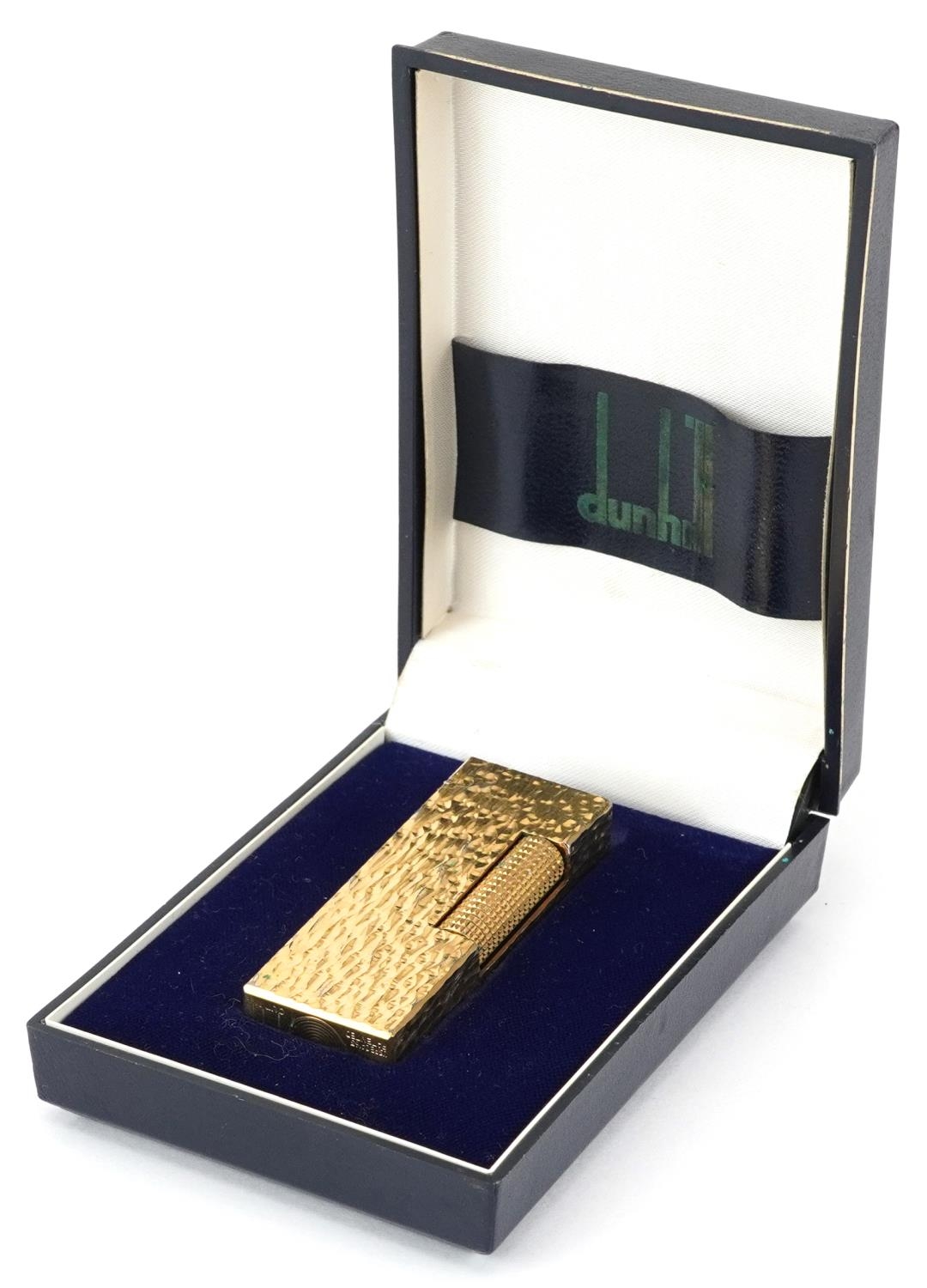 Dunhill gold plated bark design pocket lighter with box, 6.5cm high - Image 5 of 5