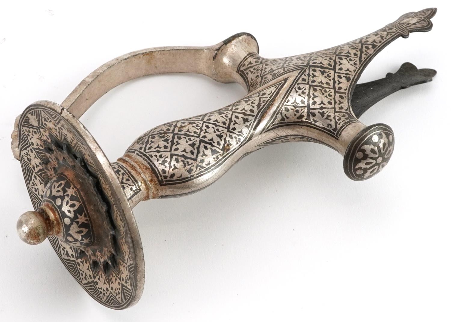 Indian Bidriware sword handle, 20cm in length - Image 2 of 4