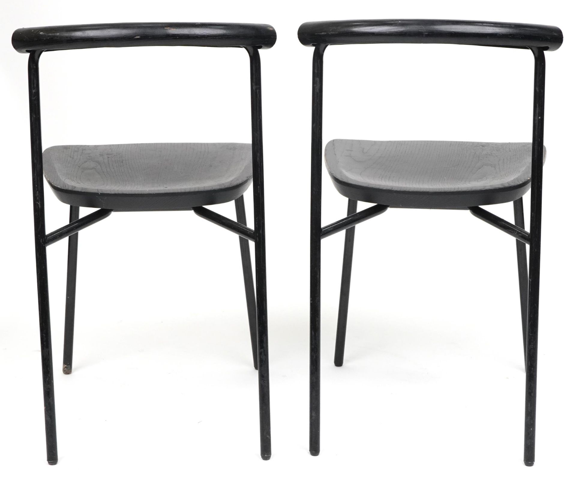 Manner of Calligaris, pair of contemporary metal framed hardwood bistro chairs, each 75cm high - Bild 4 aus 5