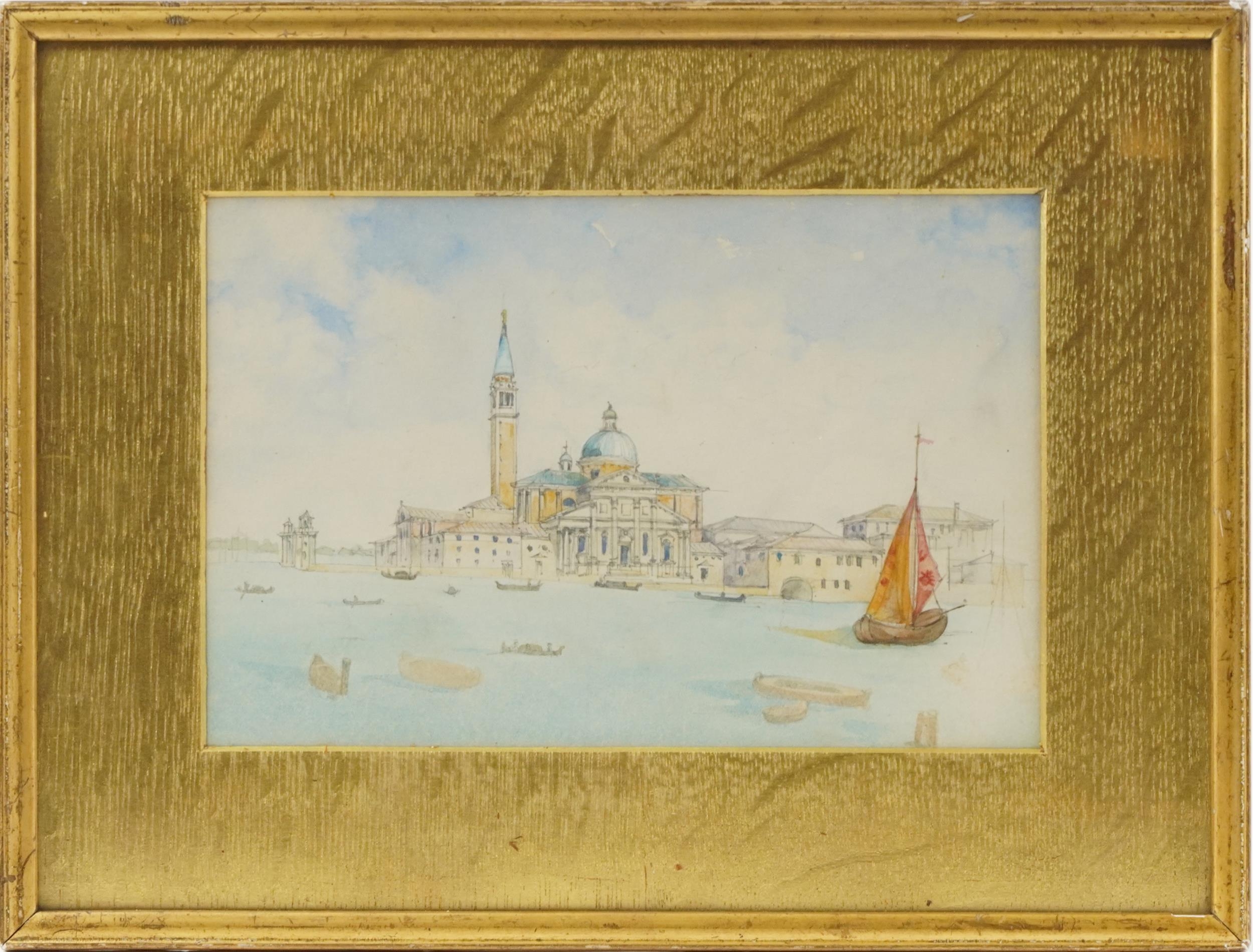 San Giorgio Maggiore, Venice, 19th century Italian school watercolour, mounted, framed and glazed, - Image 2 of 4