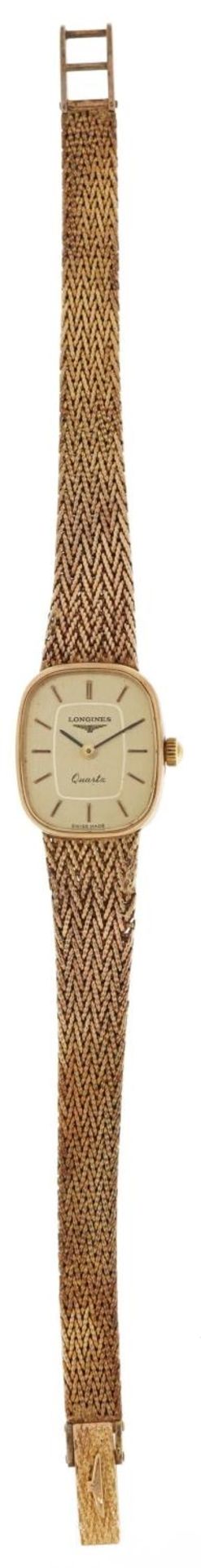 Longines, ladies 9ct gold Longines quartz wristwatch on an 9ct gold strap, the movement numbered - Bild 2 aus 7