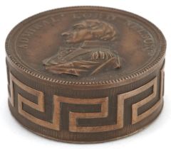 Naval interest 18th century style bronzed paperweight commemorating Admiral Lord Nelson, 5.5cm in