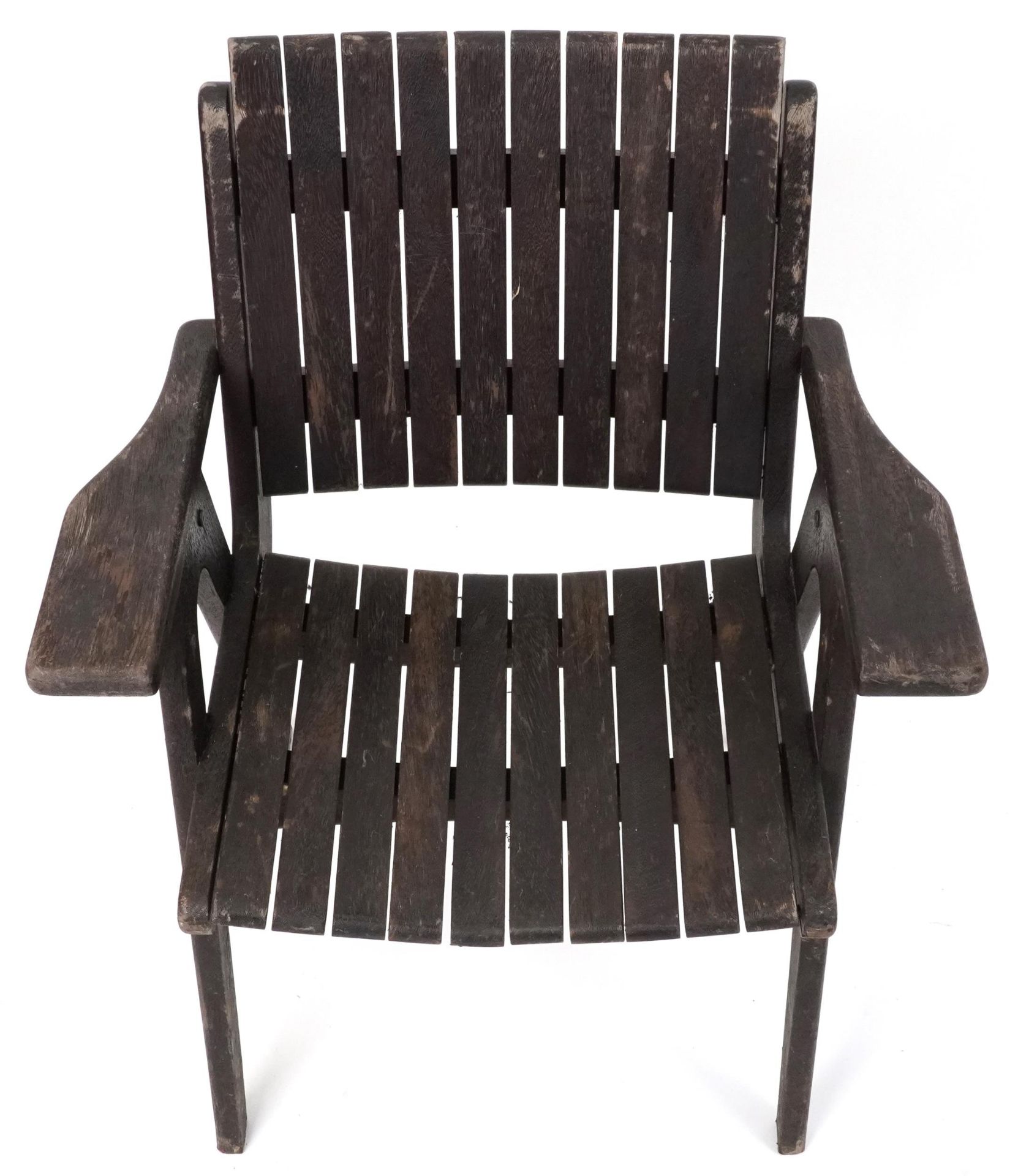 Autoban, stained teak slice chair, 81cm high - Image 3 of 5