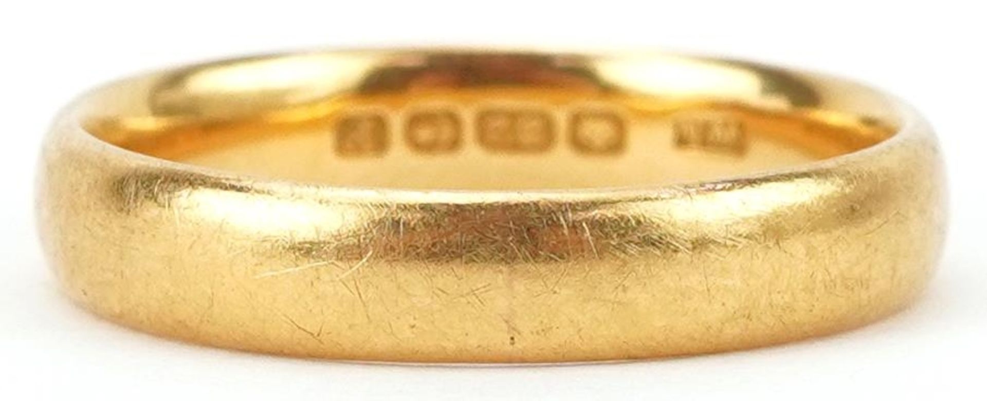 George V 22ct gold wedding band, Birmingham 1930, size M, 4.3g