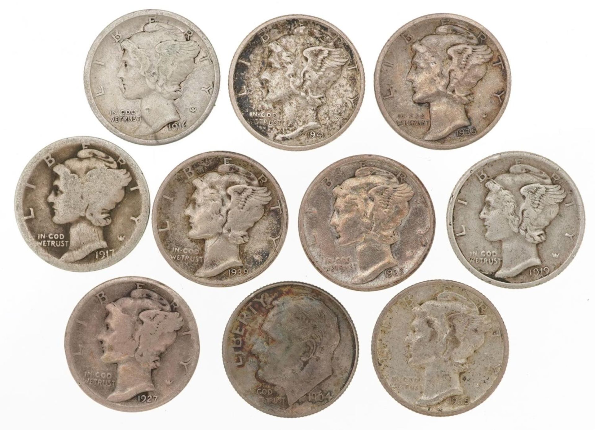 Ten early 20th century and later United States of America Mercury dimes comprising dates 1916, 1917, - Image 4 of 6