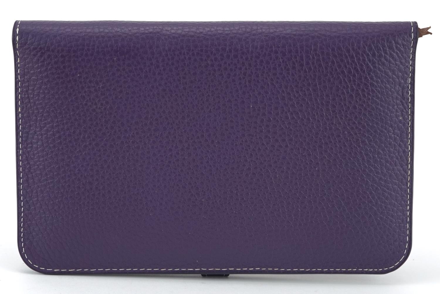 Hermes, French purple leather clutch purse with cardholder, dust bag and box, the clutch bag 19. - Image 6 of 6