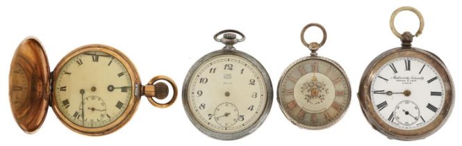 Four pocket watches including a gentlemen's silver Kendal & Dent open face pocket watch, ladies