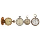 Four pocket watches including a gentlemen's silver Kendal & Dent open face pocket watch, ladies