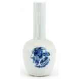 Chinese blue and white porcelain vase hand painted with three roundels of children playing in a