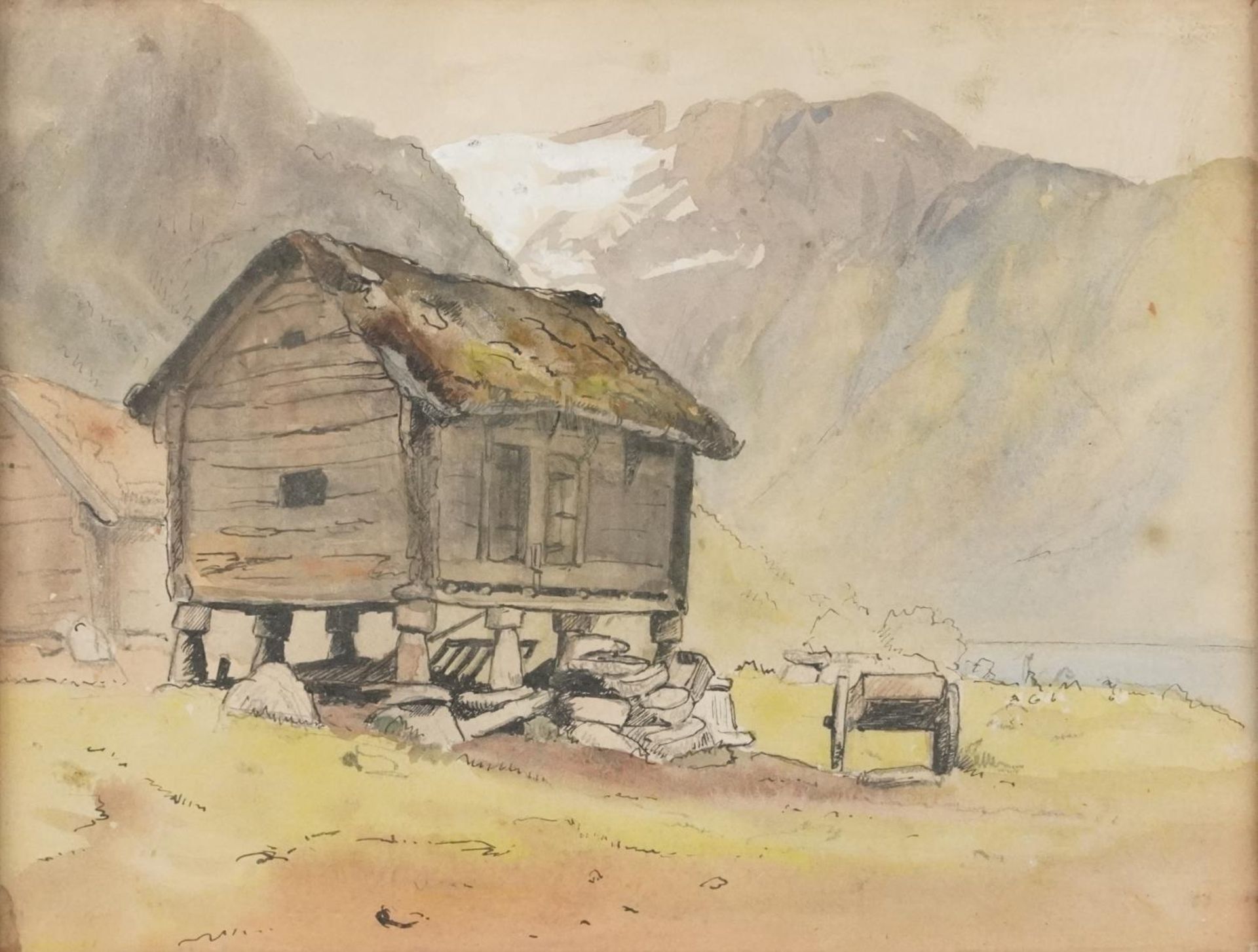 Hans Dahl - Balestrand Huts, two 19th/early 20th century Norwegian school and ink and - Bild 2 aus 10