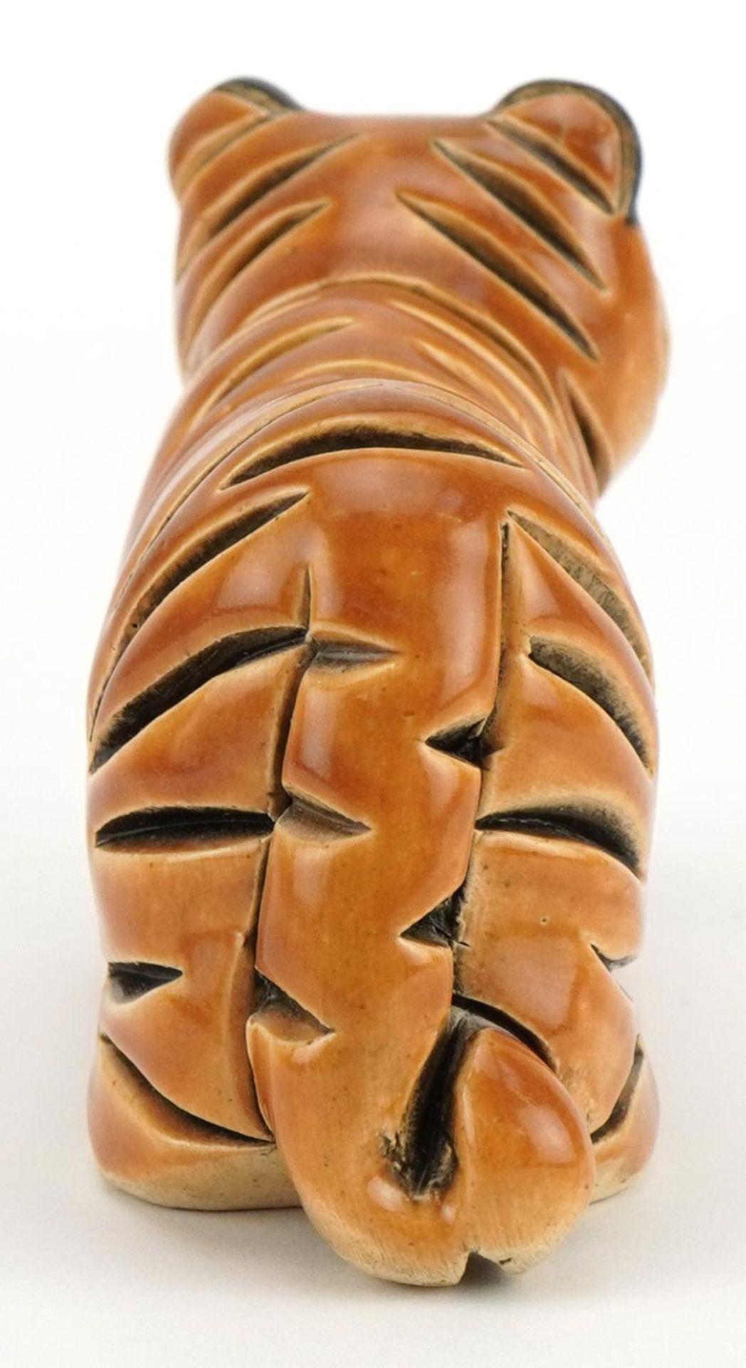 Mid century style stylised pottery tiger, incised marks to the base, 13.5cm in length - Image 4 of 8