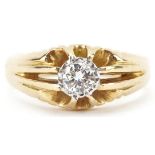 18ct gold diamond solitaire ring, the diamond approximately 0.25 carat, size P, 7.4g