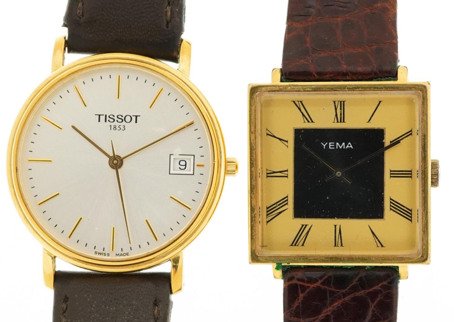 Two gentlemen's wristwatches comprising Tissot and Yema, the largest 34mm in diameter