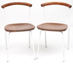 Manner of Calligaris, pair of contemporary metal framed hardwood bistro chairs, each 75cm high