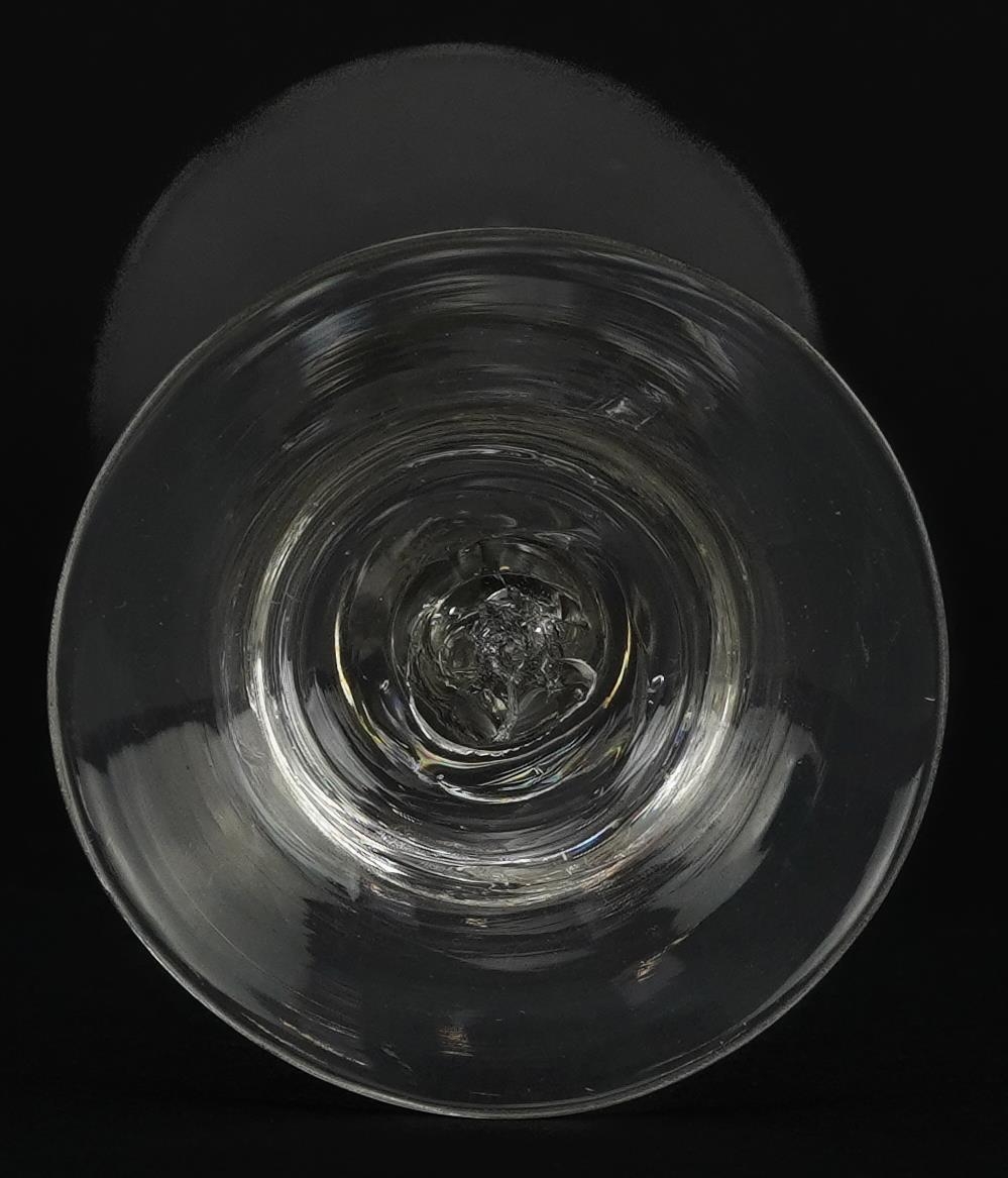 18th century wine glass with baluster stem, 14cm high - Image 4 of 4