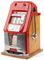 Vintage Sega Bell one armed bandit slot machine, 67cm H x 40cm W x 40cm D