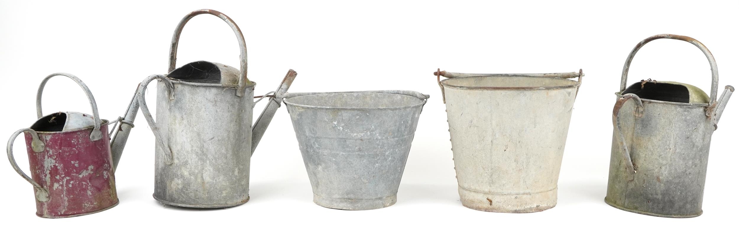 Agricultural interest galvanised steel comprising two buckets with swing handles and three - Image 2 of 3