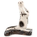 Large David Sharp Rye Pottery otter, 30cm high