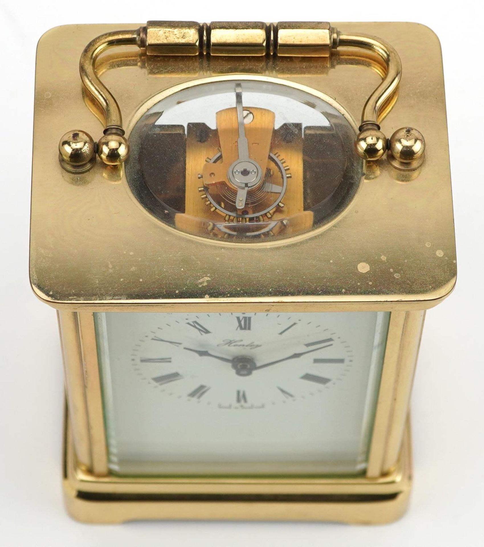 Brass cased Henley carriage clock, 11.5cm high excluding the swing handle - Bild 4 aus 5