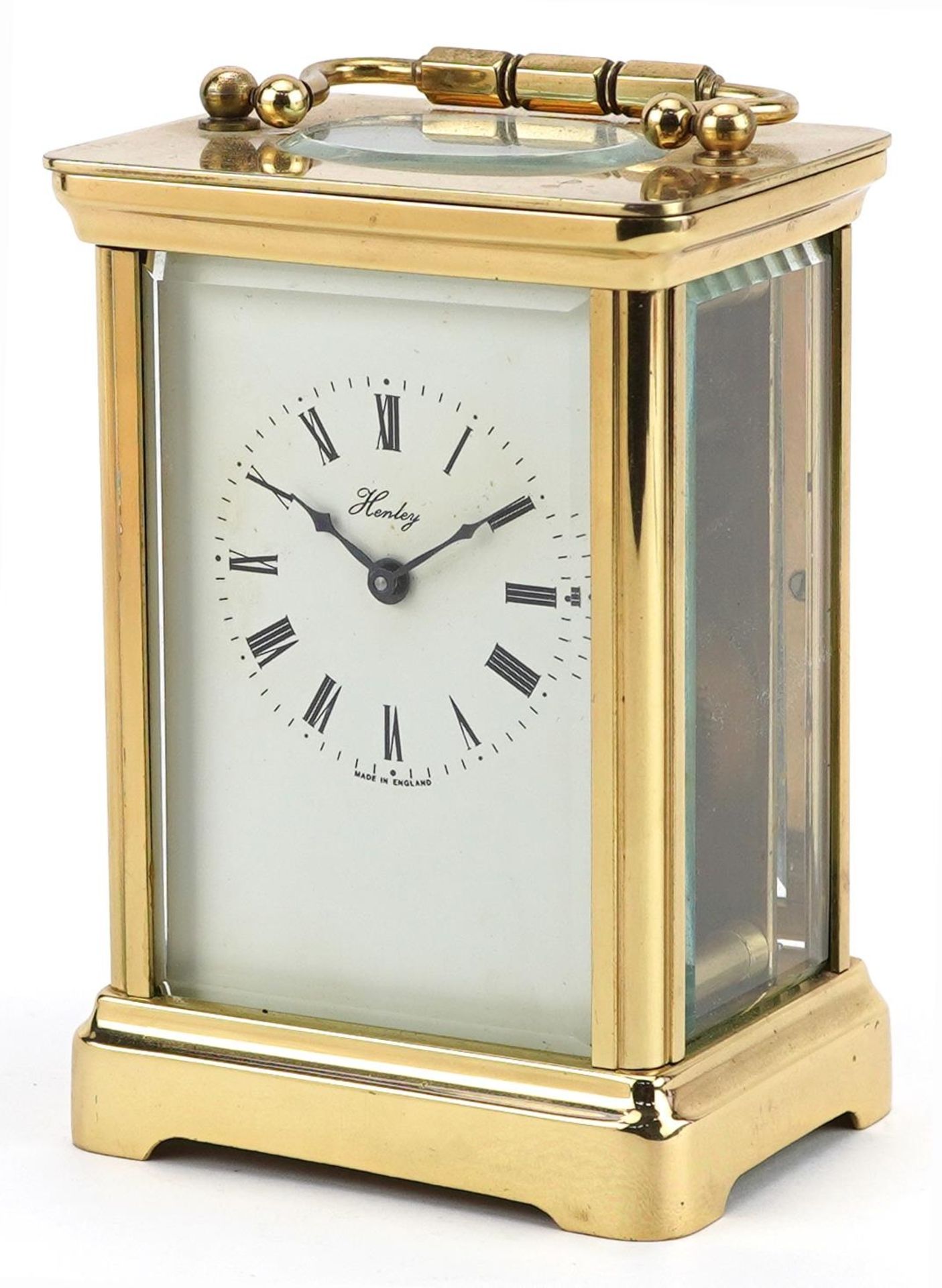 Brass cased Henley carriage clock, 11.5cm high excluding the swing handle
