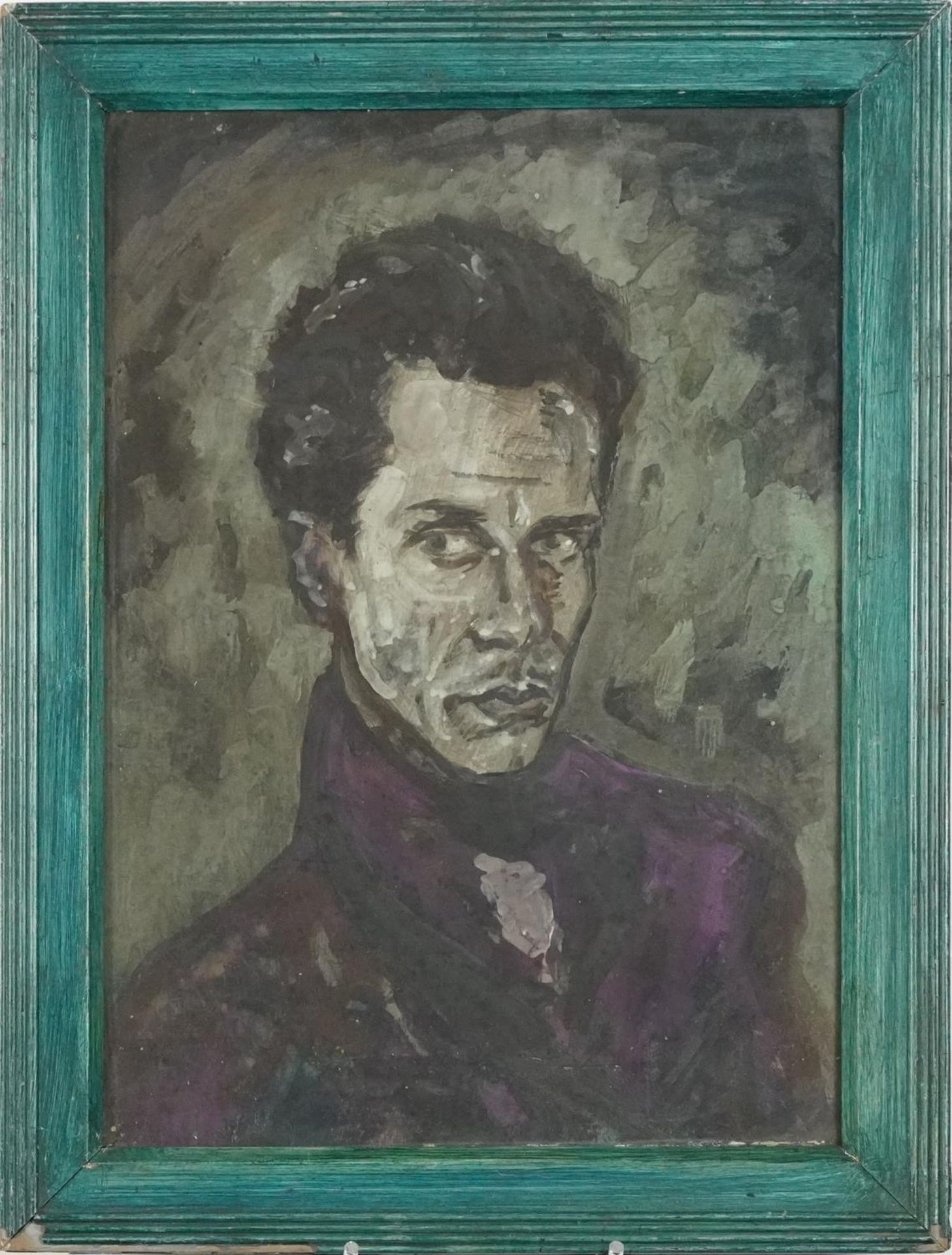 Head and shoulders portrait of a gentleman, post war British watercolour on card, framed and glazed, - Bild 2 aus 3