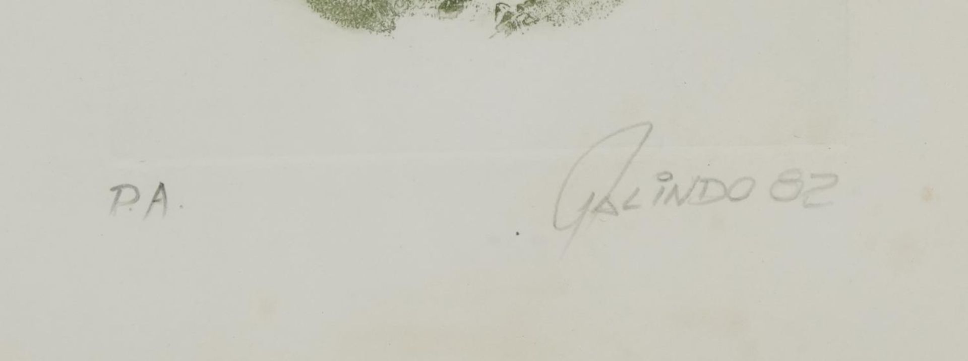 Galindo - Abstract composition, European school pencil signed etching inscribed P A to the mount, - Image 3 of 4