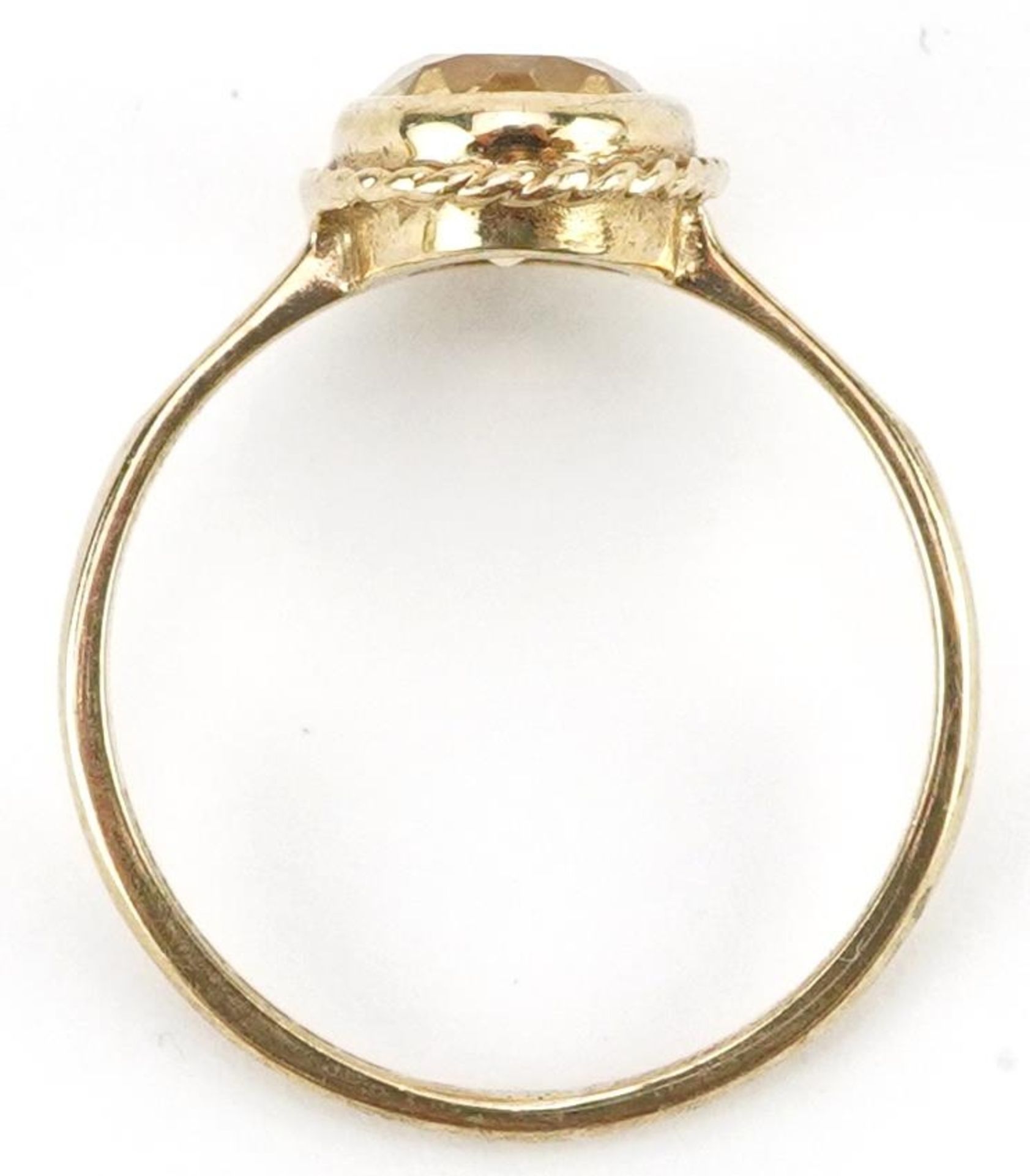 9ct gold citrine solitaire ring, size M, 2.2g - Image 3 of 4