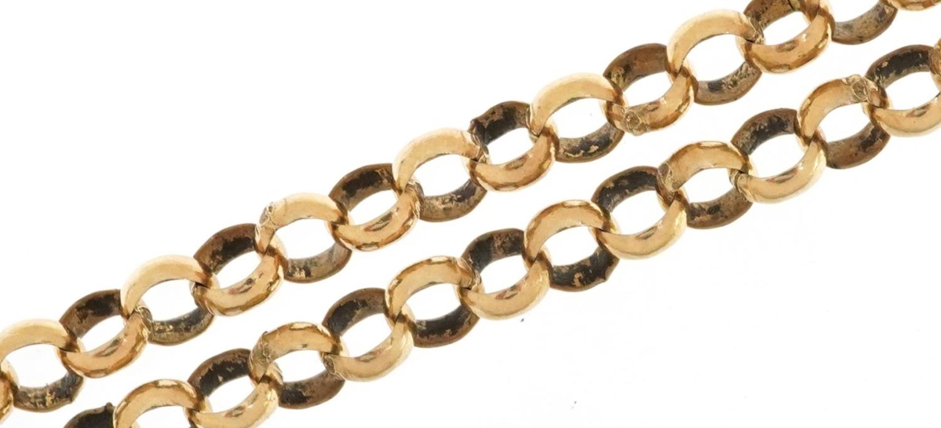 9ct gold Belcher link necklace, 62cm in length, 23.8g